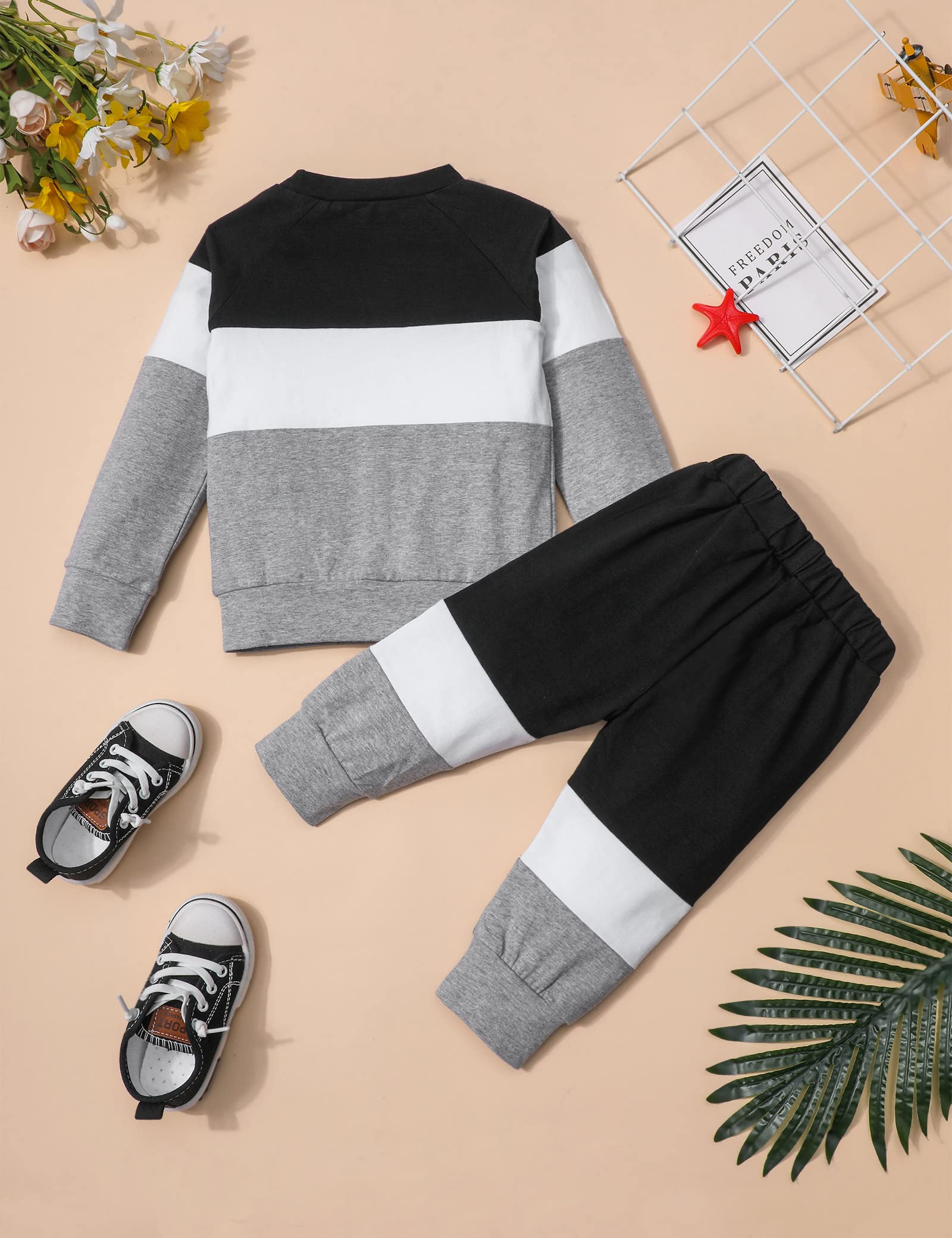 Aulyffo Toddler Boy Clothes,4T 5T Boys Sweatshirts Fall Outfits Casual Long Sleeve Letter Tops Jogger Pants 2Pcs Fashion Boys Clothing Sets