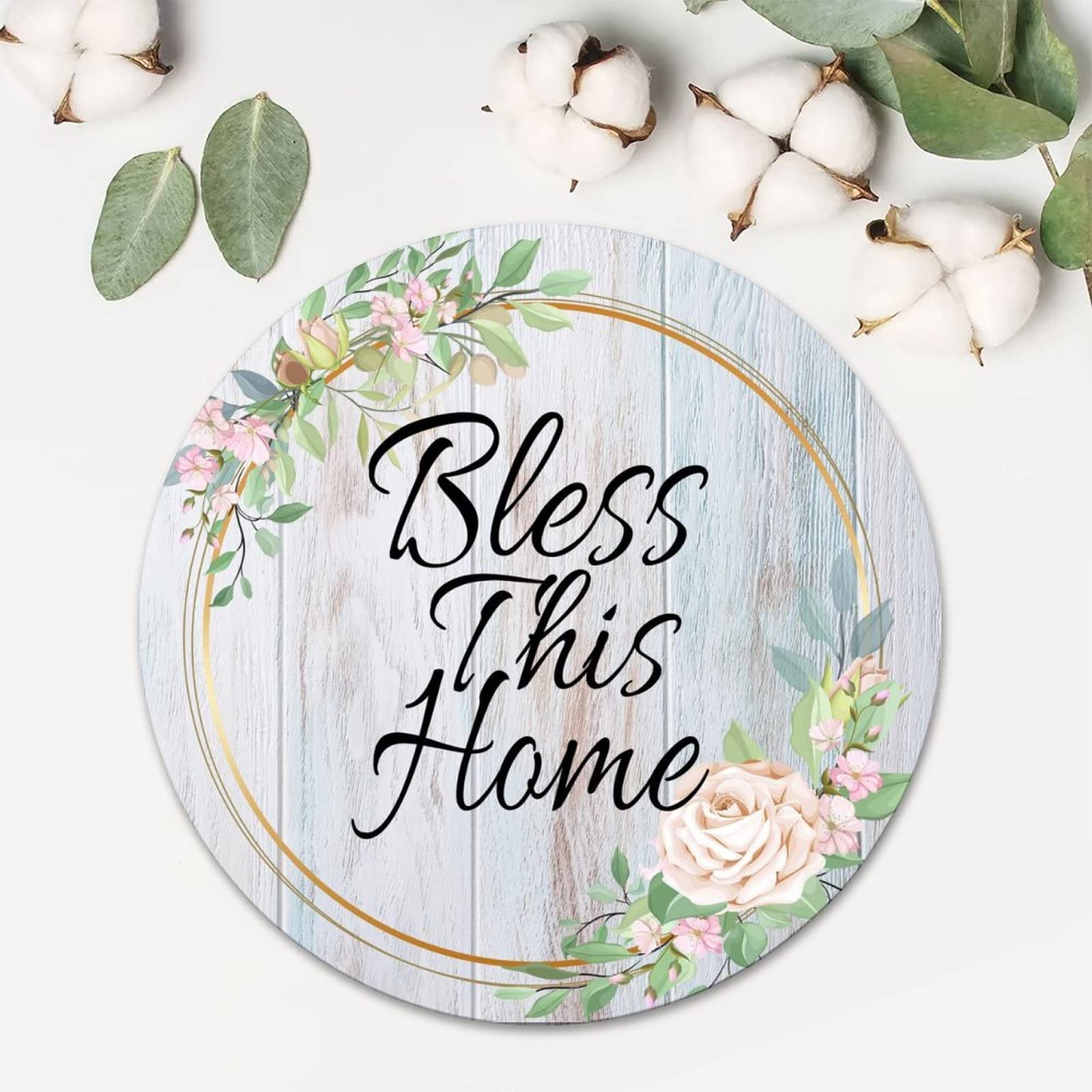 Floral Wreath Bless This Home Round Label Sticker 1.5 Inch Christmas Holiday Stickers for Family Classroom Home Window New Year Decor Envelope Stickers 100PCS Xmas Present