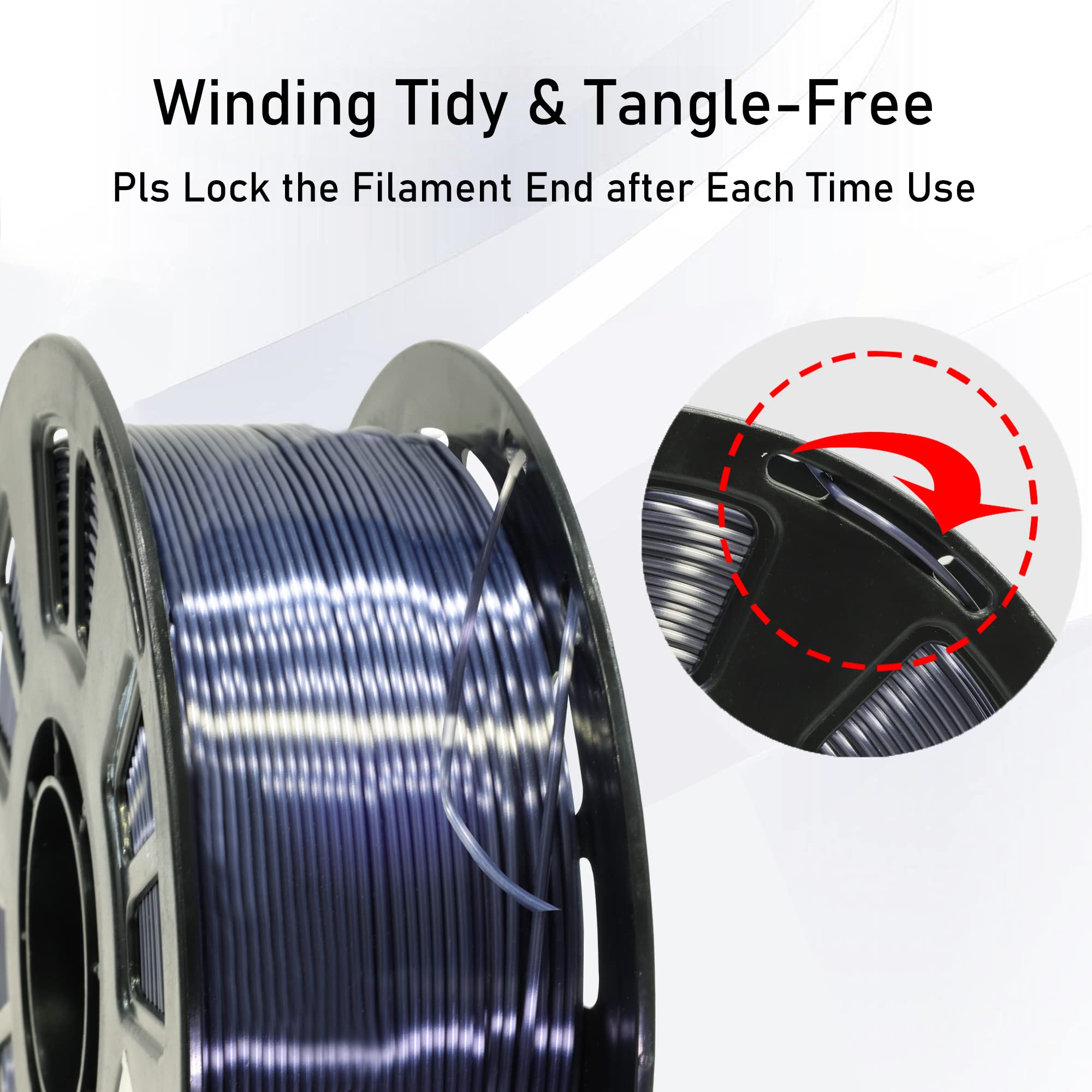 MIKA3D Silk Black Shiny PLA 3D Printing Filament, 1KG 2.2Lbs 3D Print Material with 1.75mm High Diameter Accuracy, Neatly Wound Silk PLA Widely Support for FDM 3D Printers