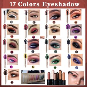 Blue Eyeshadow Stick Cream Shimmer Smooth Eye shadow Pencil Eyeliner Hypoallergenic Waterproof Long Lasting Eye shadow Highlighter Stick Multi-Dimensional eyes Look (16# Midnight Blue Shimmer)