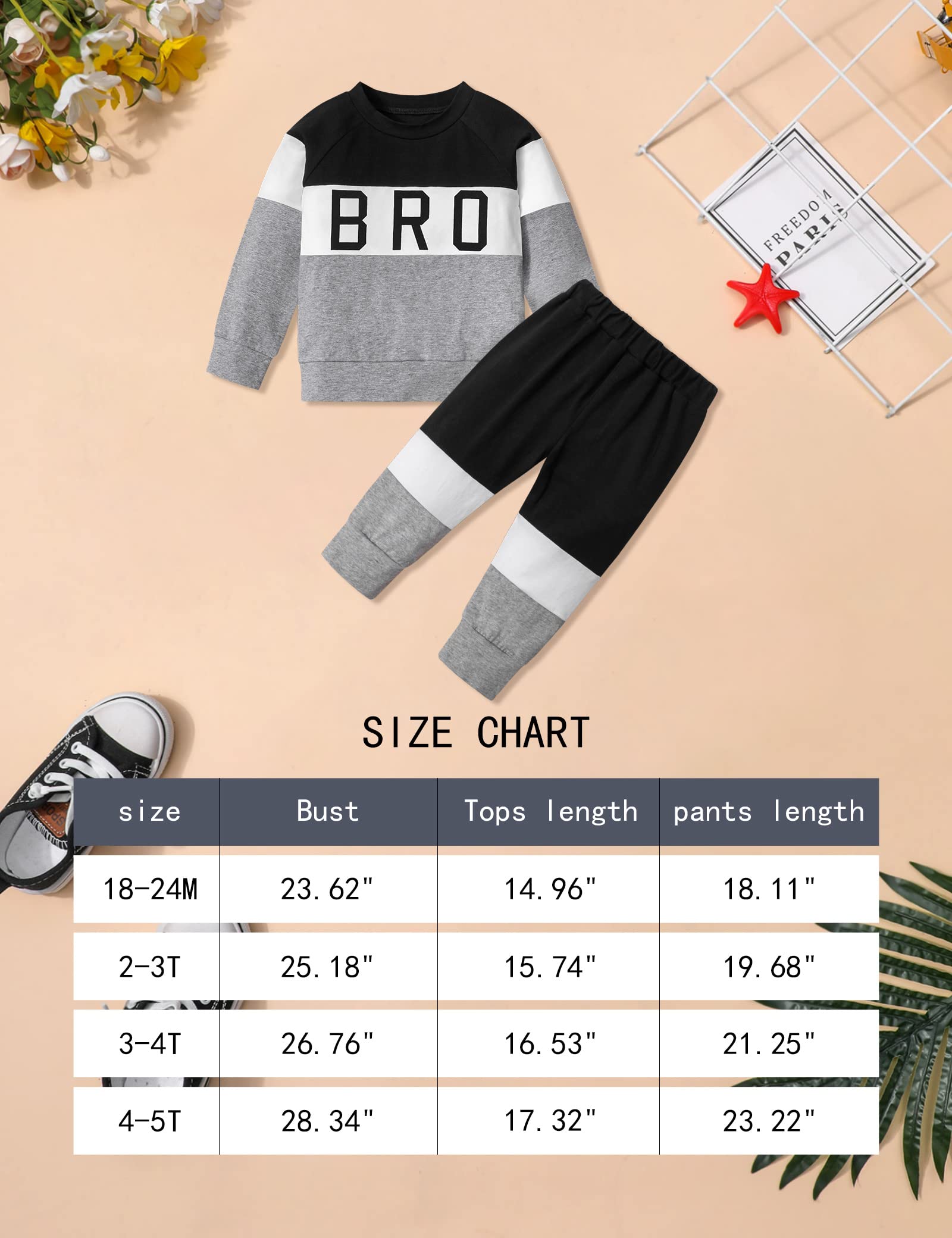 Aulyffo Toddler Boy Clothes,4T 5T Boys Sweatshirts Fall Outfits Casual Long Sleeve Letter Tops Jogger Pants 2Pcs Fashion Boys Clothing Sets