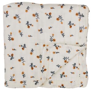 Mebie Baby Muslin Quilt, Cream Floral, 100% Muslin Cotton Baby Blankets for Girls and Boys, Muslin Baby Blanket for Newborns, Babies, Toddler, Soft Muslin Swaddle Blankets, 47"x47"