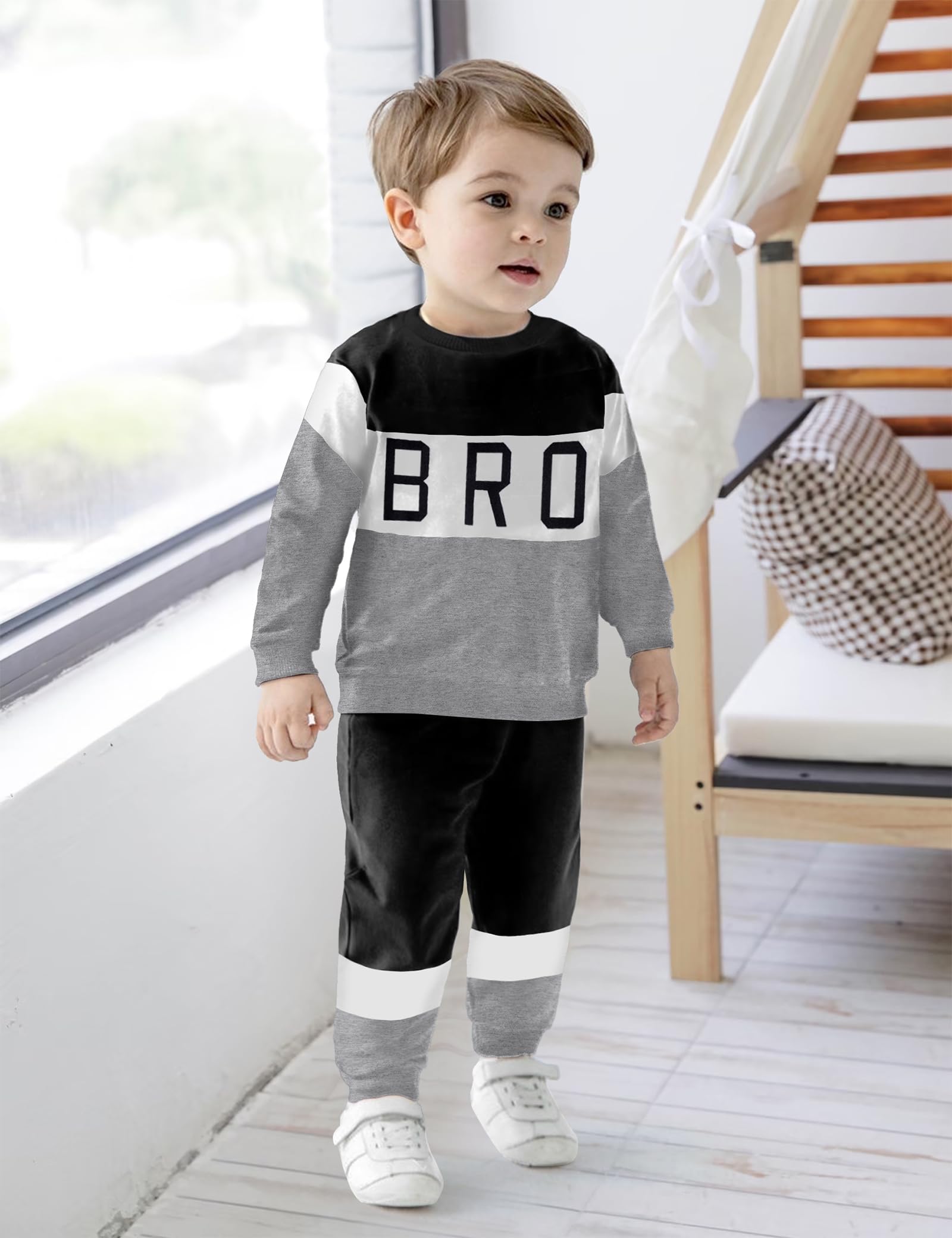 Aulyffo Toddler Boy Clothes,4T 5T Boys Sweatshirts Fall Outfits Casual Long Sleeve Letter Tops Jogger Pants 2Pcs Fashion Boys Clothing Sets