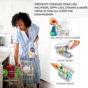 Prince Lionheart Made in USA High Capacity 3 in 1 Infant & Toddler Dishwasher Basket for Baby Items - Storage Basket For Bottle Parts and Accessories, 100% Recycled BPA Free Plastic Dishwasher Basket