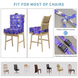 Toddler Booster Seat for Dining Table, KIDUN Portable Dining Chair Heightening Cushion, Washable Adjustable Booster Chair Increasing Cushion for Kids with Safety Buckles and Non-Slip. (Purple)