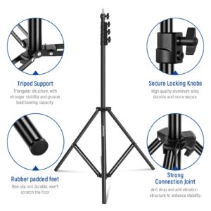 NEEWER 9.8ft/3m Air Cushioned Light Stand, Heavy Duty Metal Photography Tripod Stand with 1/4" to 3/8" Reversible Spigot, 3 Way Mounting Interface & Metal Locking Knobs, Max Load 5.5lb/2.5kg