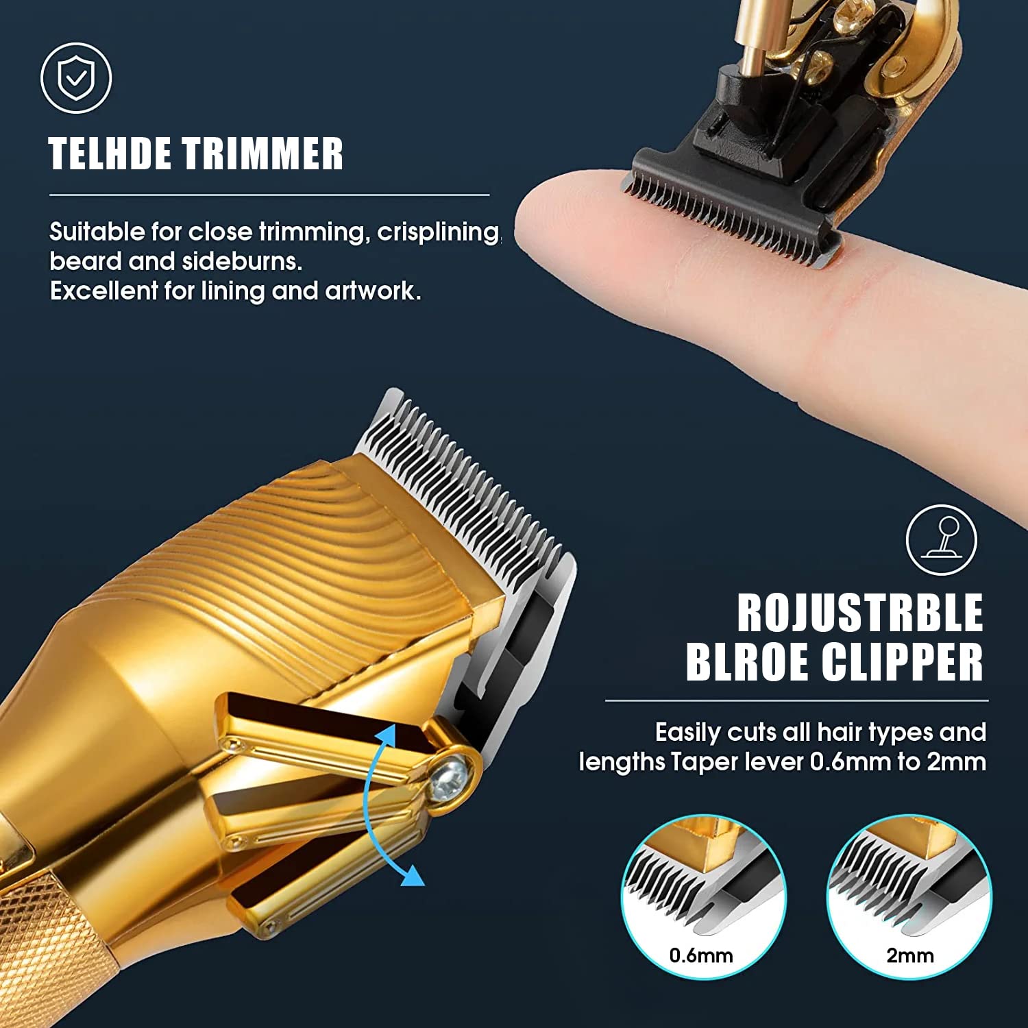 COSYONALL Hair Clippers Men, Beard Trimmer Professional Cordless Stainless Steel Electric Shaver 6000RPM with LED Display and 2500mAh/1200mAh Rechargeable Battery Ceramic Blade for Adult Child