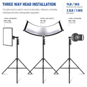 NEEWER 9.8ft/3m Air Cushioned Light Stand, Heavy Duty Metal Photography Tripod Stand with 1/4" to 3/8" Reversible Spigot, 3 Way Mounting Interface & Metal Locking Knobs, Max Load 5.5lb/2.5kg