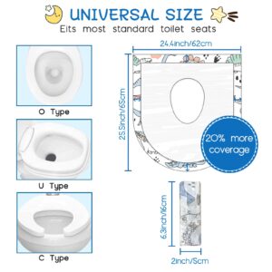 Toilet Seat Covers Disposable for Kids and Adults, YIHATA 40 Pack Extra Large Waterproof Toddler Potty Training Toilet Cover Individually Wrapped Potty liners for Public Restroom, Travel(Dinosaur)