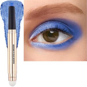 blue eyeshadow stick cream shimmer smooth eye shadow pencil eyeliner hypoallergenic waterproof long lasting eye shadow highlighter stick multi-dimensional eyes look (16# midnight blue shimmer)