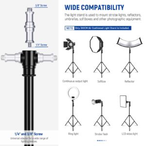 NEEWER 9.8ft/3m Air Cushioned Light Stand, Heavy Duty Metal Photography Tripod Stand with 1/4" to 3/8" Reversible Spigot, 3 Way Mounting Interface & Metal Locking Knobs, Max Load 5.5lb/2.5kg