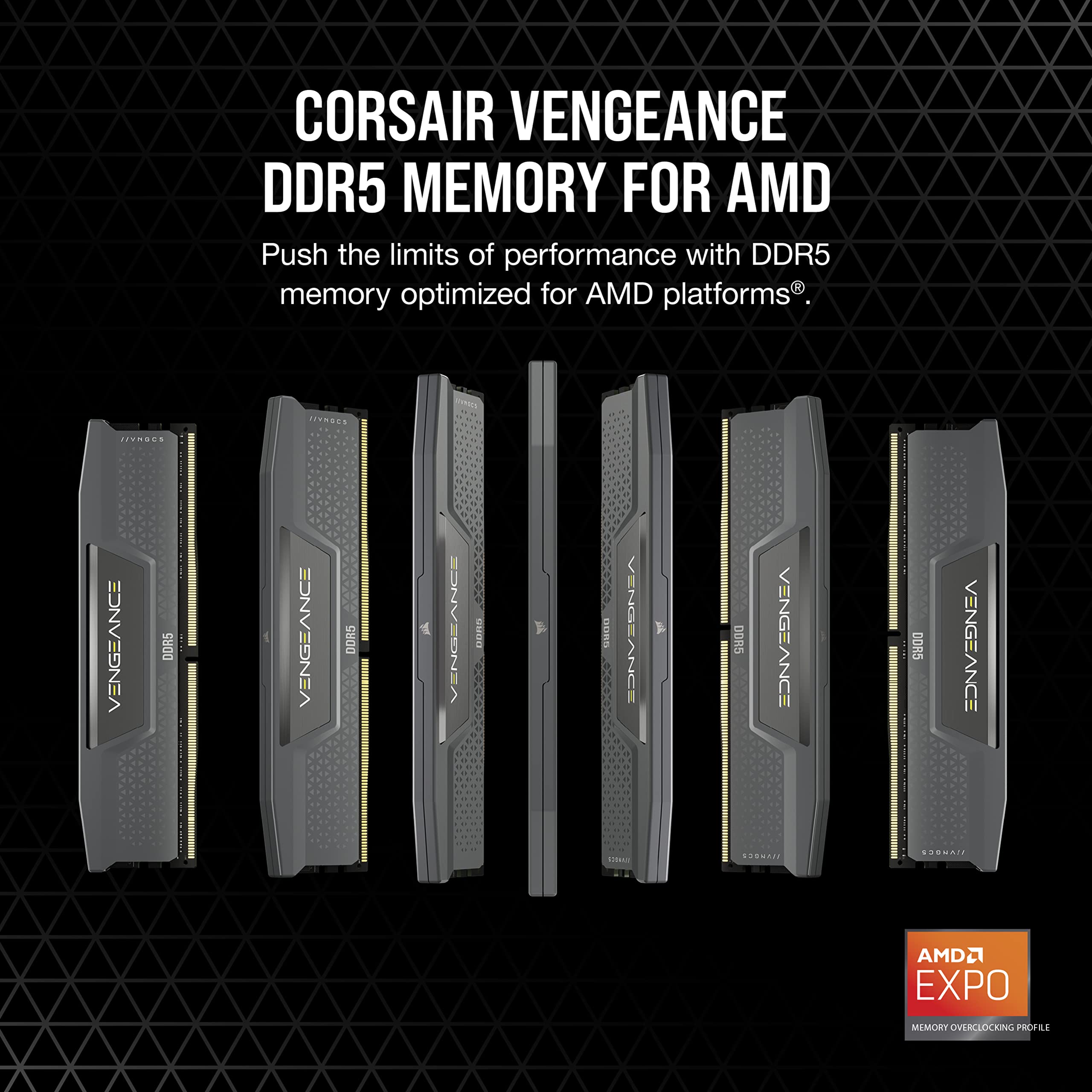 CORSAIR VENGEANCE DDR5 64GB (2x32GB) DDR5 6000MHz CL40 AMD EXPO Intel XMP iCUE Compatible Computer Memory – Gray (CMK64GX5M2B6000Z40)