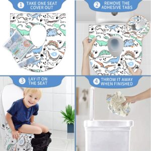 Toilet Seat Covers Disposable for Kids and Adults, YIHATA 40 Pack Extra Large Waterproof Toddler Potty Training Toilet Cover Individually Wrapped Potty liners for Public Restroom, Travel(Dinosaur)