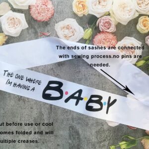 MONBISTY Mum to be Sash for Baby Shower,The one where I'm Having a Baby Sash Gift Ideal for Gender Reveal, Pregnancy Announcement, Welcome Baby,Pink or Blue Party Decorations