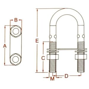 US Stainless Stainless Steel 316 UBolt M10 (3/8") by 90mm Marine Grade