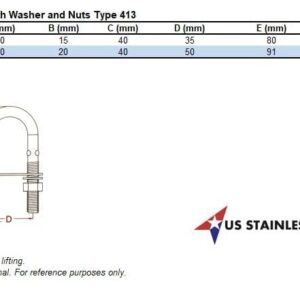 US Stainless Stainless Steel 316 UBolt M10 (3/8") by 90mm Marine Grade