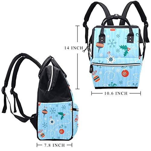 Christmas Snowflakes and berries Diaper Bag Backpack Baby Nappy Changing Bags Multi Function Large Capacity Travel Bag