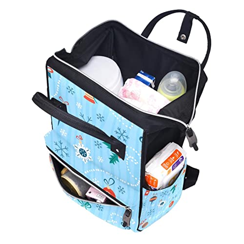 Christmas Snowflakes and berries Diaper Bag Backpack Baby Nappy Changing Bags Multi Function Large Capacity Travel Bag