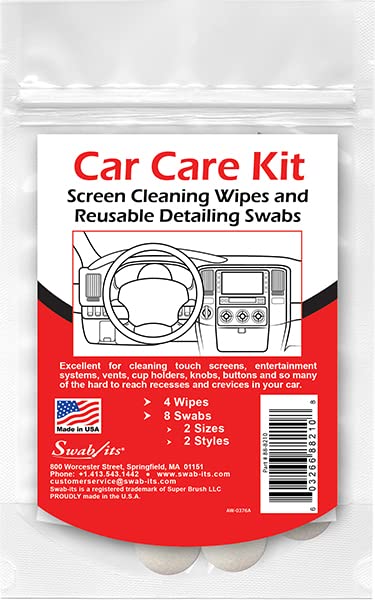 SWAB-ITS® 12-Piece Car Care Kit with Screen Wipes & Reusable Detailing Swabs: 87-8210