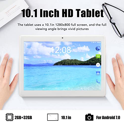 CHICIRIS 10.1 Inch HD Tablet, 2GB RAM 32GB ROM MT6753 Chip Dual Sim Dual Standby HD Tablet Multifunctional 3 Card Slot Design 10.1inch IPS Screen for Learning for Work (US Plug)