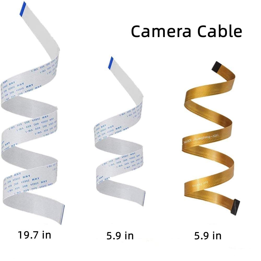 RasTech for Raspberry Pi Camera Module 5MP 1080p OV5647 Webcam Video Camera Module Set with 1 Clear Stand and 3 Ribbon Cable for Pi 5 Pi 4 Model A/B, Zero w/2w