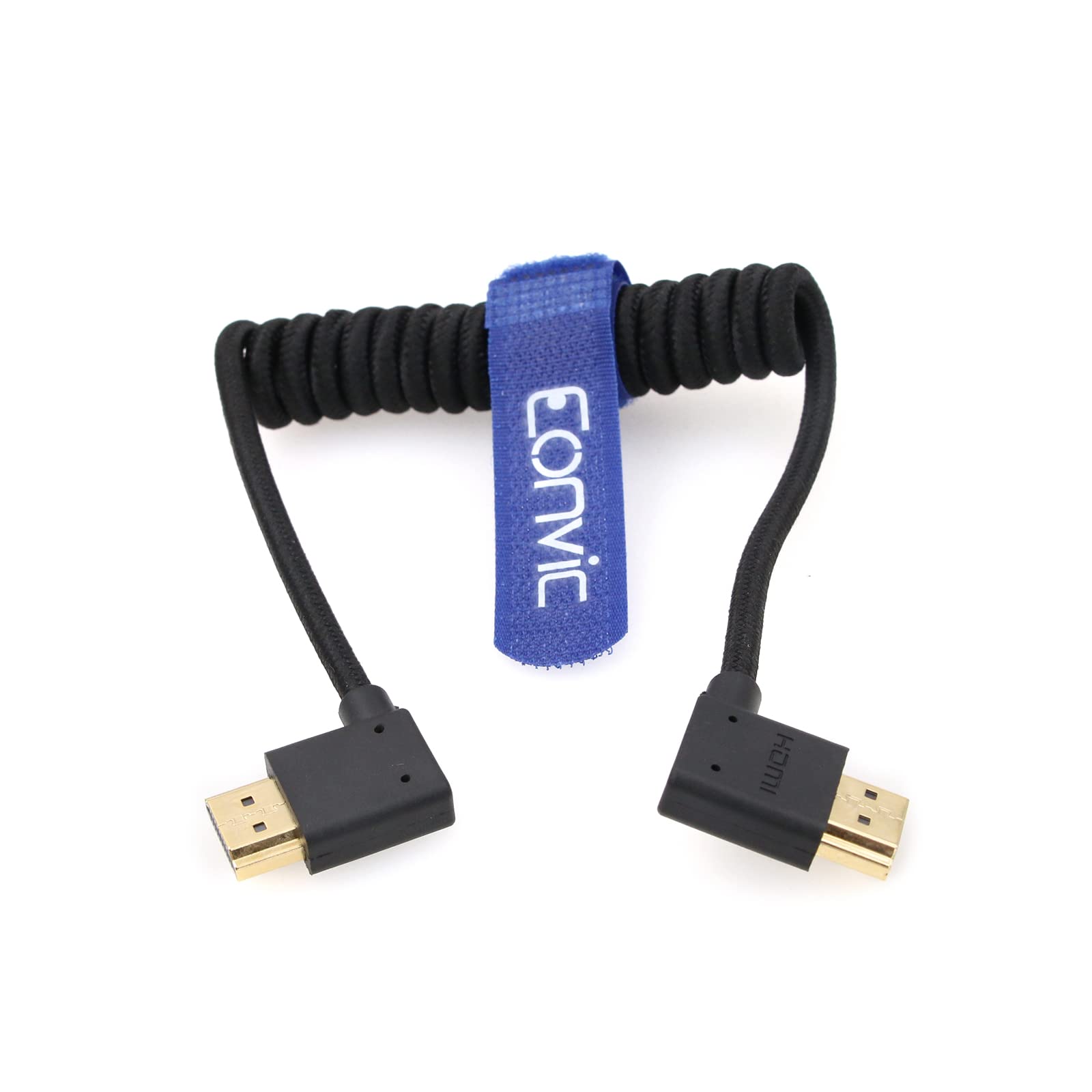 Eonvic 2.1 HDMI Coiled Cable 8K HDMI to HDMI Cable High Speed Thin HDMI Male to Male Extender Braided Coiled Cable for Atomos Ninja V, Sony a7siii, Portkeys BM5 Monitor