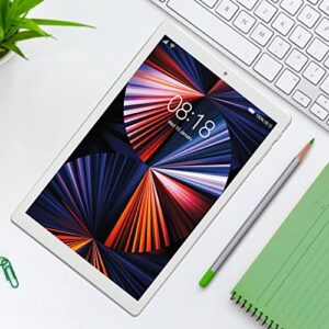 10 Inch Tablet, IPS HD Touch Screen 4GRAM 64GROM 128GB Expandable, Octa Core CPU 2.0GHz, Dual Cameras, WiFi 2.4 5.0 GHz, Battery Life, Dual SIM Dual Standby, G Sensor (US Plug)