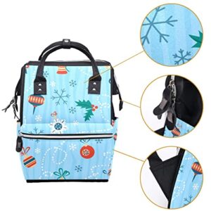 Christmas Snowflakes and berries Diaper Bag Backpack Baby Nappy Changing Bags Multi Function Large Capacity Travel Bag