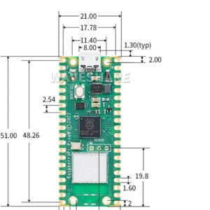 waveshare Pre-Soldered Header Raspberry Pi Pico W, Built-in WiFi Support 2.4 GHZ Wi-Fi 4, Based on Official RP2040 Dual-Core Processor,Dual-core Arm Cortex M0+ Processor