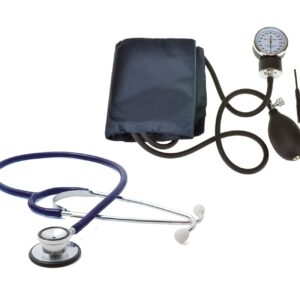 Dealmed Blood Pressure Monitor and Stethoscope Bundle | Includes (1) Arm Blood Pressure Monitor with Adult Cuff (Black) and (1) Dual-Head Stethoscope (Navy)