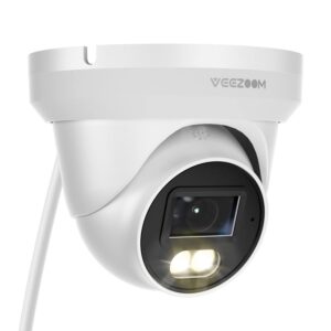 veezoom poe camera - ip security camera for full-color night vision dome surveillance cameras outdoor with ai detection, 5mp 100ft ir night vision, support sd card (adapter not included)-ws-n151hz