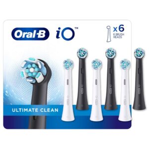 oral-b io ultimate clean replacement brush heads, 6-count white, black 6 count (pack of 1)