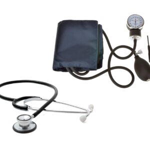 Dealmed Blood Pressure Monitor and Stethoscope Bundle | Includes (1) Arm Blood Pressure Monitor with Adult Cuff (Black) and (1) Dual-Head Stethoscope (Black)