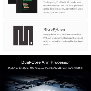 waveshare Pre-Soldered Header Raspberry Pi Pico W, Built-in WiFi Support 2.4 GHZ Wi-Fi 4, Based on Official RP2040 Dual-Core Processor,Dual-core Arm Cortex M0+ Processor