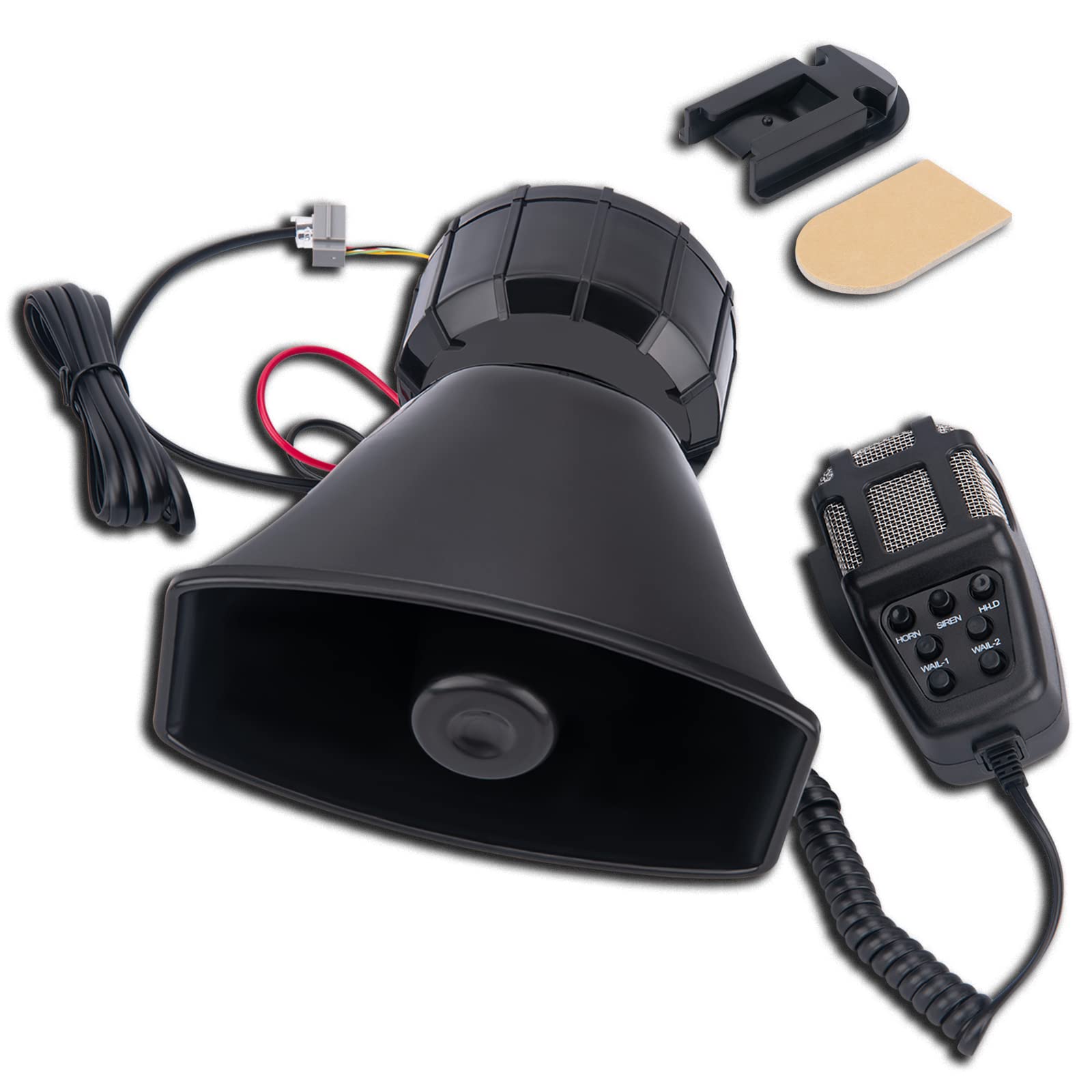 PA System for Car 100W 12V 7 Tone Sound Loud Car Siren Horn with Mic PA Speaker System, Car Megaphone Universal Fit