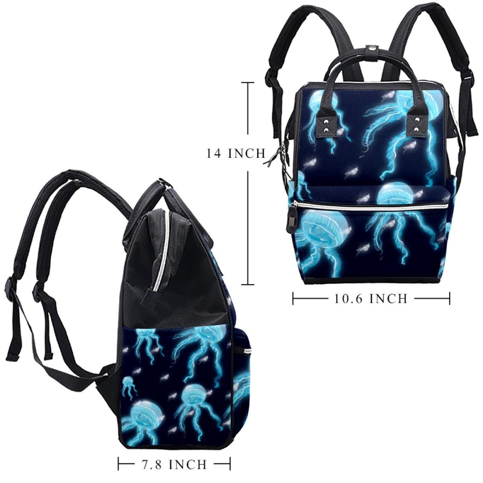 Underwater Creatures Jellyfish Ghost Diaper Bag Backpack Baby Nappy Changing Bags Multi Function Large Capacity Travel Bag