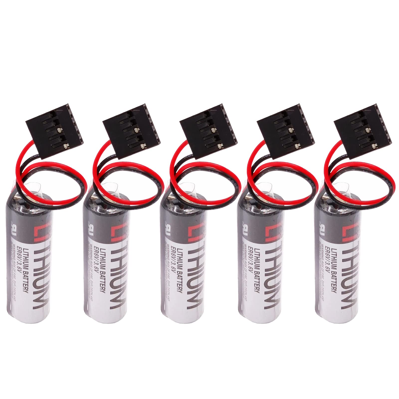 5 PCS ER6VC3N ER6V/3.6V 2Ah + JAE5PIN Lithium Replacement Battery PLC Battery with JAE5PIN Plug