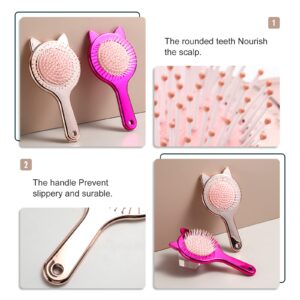 Detangling Hair Brush Air cushion Comb Oneleaf Cute cat ear shape for Curly, Thick, Natural, Straight, Fine, Wet or Dry Hair for Women, Kids and Toddlers-Pain Free(Ombre-2pcs)