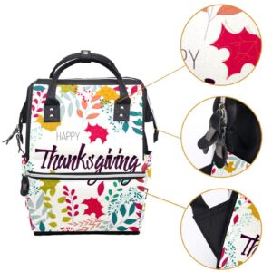 Happy Thanksgiving Colorful Leaves Card Diaper Bag Backpack Baby Nappy Changing Bags Multi Function Large Capacity Travel Bag