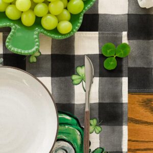 Artoid Mode Bufflao Plaid Truck Shamrock St. Patrick's Day Placemats Set of 4, 12x18 Inch Lucky Spring Table Mats for Party Kitchen Dining Decoration