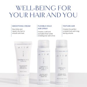 AIIR Professional Travel Size Haircare Bundle - Texture Spray, Smoothing Cream, Flexible Hold Hairspray & Travel Bag, Vegan Hair Care Infused with Crystals, Clean Beauty