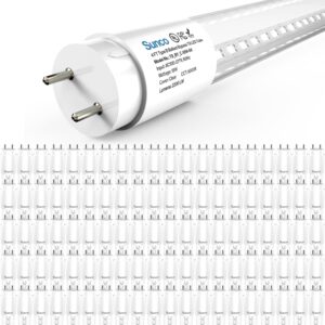 sunco 100 pack t8 led bulbs 4 foot, led fluorescent tube replacement, 4ft led tube light, ballast bypass, 18w, 2200 lm, 6000k daylight deluxe, single ended power, clear lens, ul