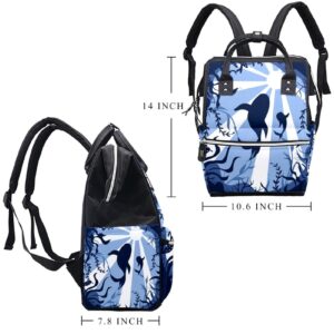 Underwater Shark Silhouette Diaper Bag Backpack Baby Nappy Changing Bags Multi Function Large Capacity Travel Bag