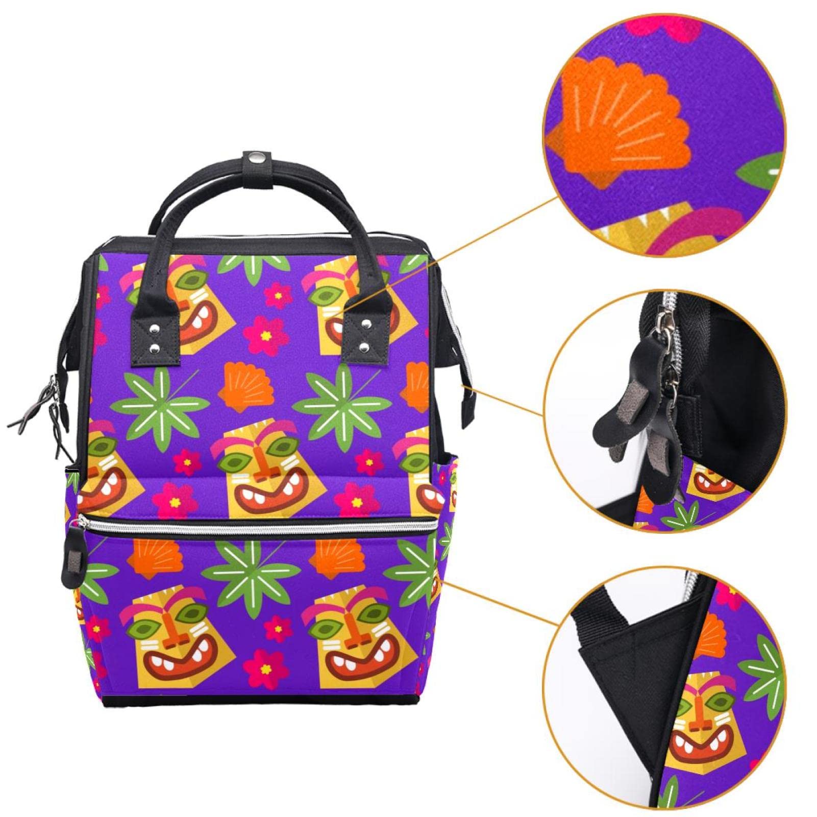 Hawaiian Alohas and Leaves Diaper Bag Backpack Baby Nappy Changing Bags Multi Function Large Capacity Travel Bag