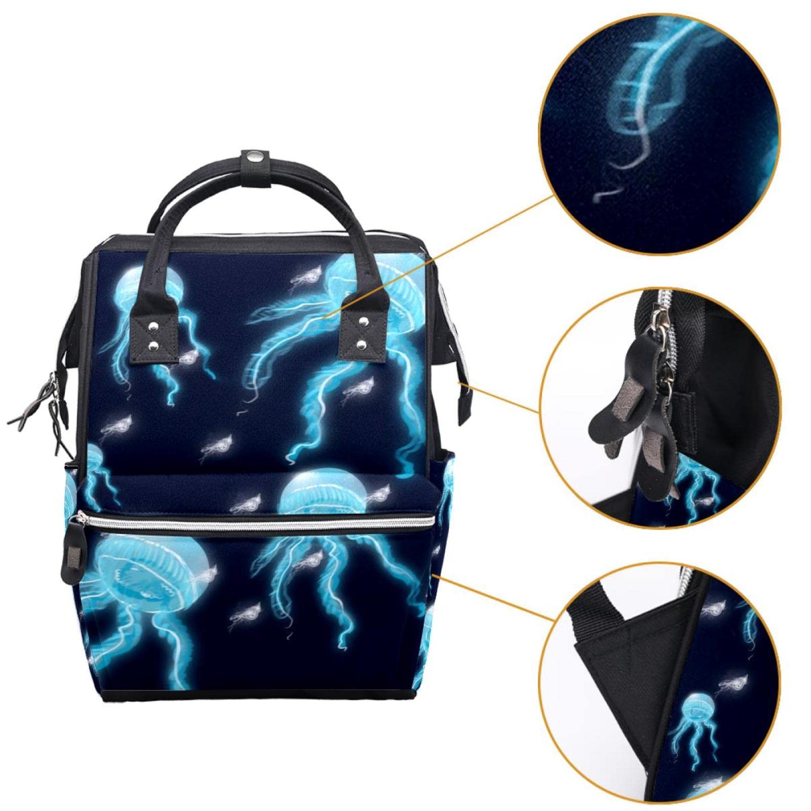 Underwater Creatures Jellyfish Ghost Diaper Bag Backpack Baby Nappy Changing Bags Multi Function Large Capacity Travel Bag