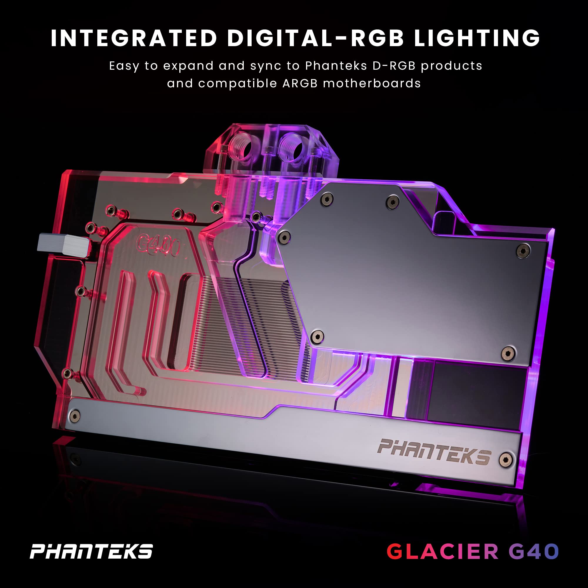 Phanteks (PH-GB4090MS Glacier G4090 MSI Water Block Bundle for MSI SUPRIM (X) / Gaming (X) Trio RTX 4090, Nickel-Plated Copper Block, Acrylic, Aluminum Cover Plate, Digital-RGB (Chrome)