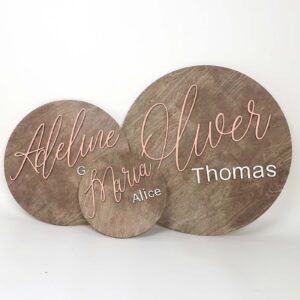 Personalized Wooden Wall Plaque, Custom Round Nursery Name Sign, 8" 12" 18" 20" 24" 30" 3D Wall Art for Children & Kids Rooms, Baby Shower, Wood Family Name Sign Home & Bedroom Decor