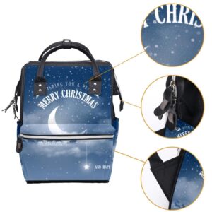 Santa Claus Flying in his Sleigh on Starry Sky Clouds Diaper Bag Backpack Baby Nappy Changing Bags Multi Function Large Capacity Travel Bag