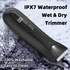 INVJOY Manscape, Body & Pubic Hair Trimmer for Men w/Light - No Nick, No Cut, Ball Trimmer Men - No Razor Burn Groin, Body Groomer Shaver, IPX7 Waterproof Electric Razor w/Recharge Dock, Gift for Men