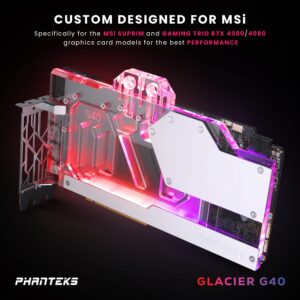 Phanteks (PH-GB4090MS_MW01_BP) Glacier G4090 MSI Water Block Bundle for MSI SUPRIM (X) / Gaming (X) Trio RTX 4090, Nickel-Plated Copper Block, Acrylic, Aluminum Cover Plate, Digital-RGB, White